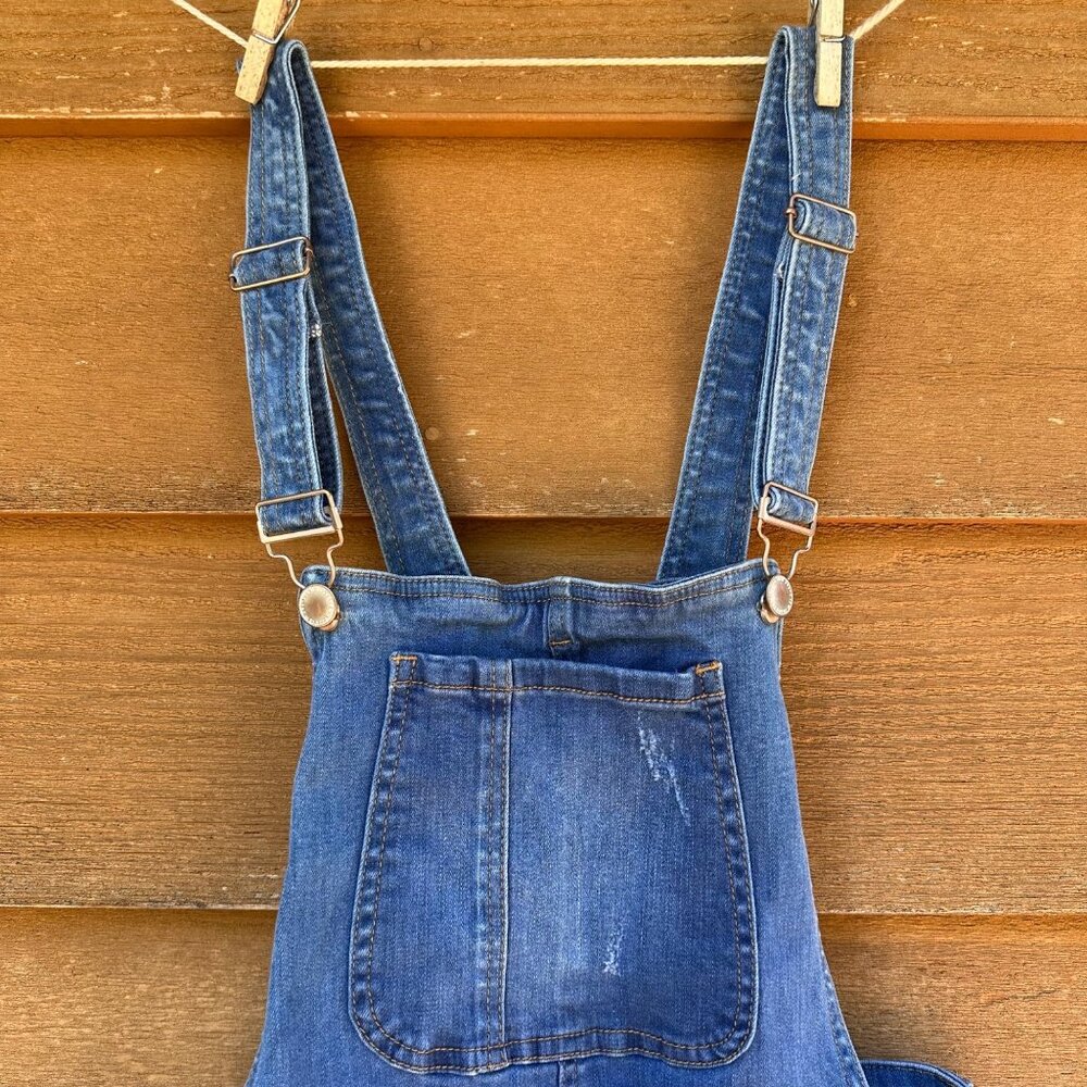 I & M Jeans Denim Overalls Shorts Cuffed Jean Shorts Size L - Picture 4 of 10